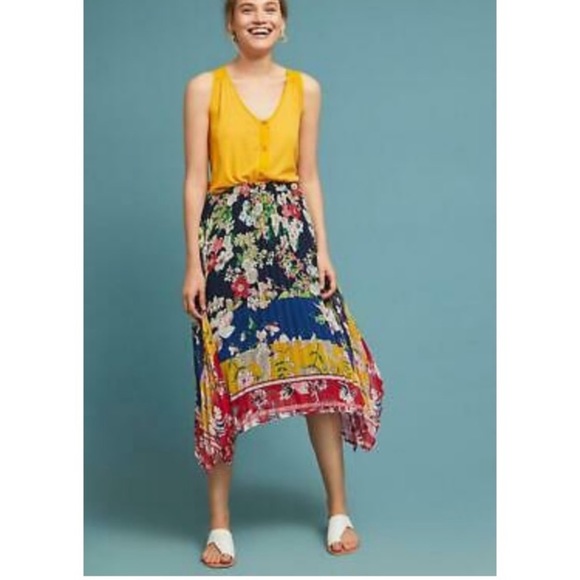 EUC Anthropologie Asymmetrical Floral Skirt - Picture 2 of 3